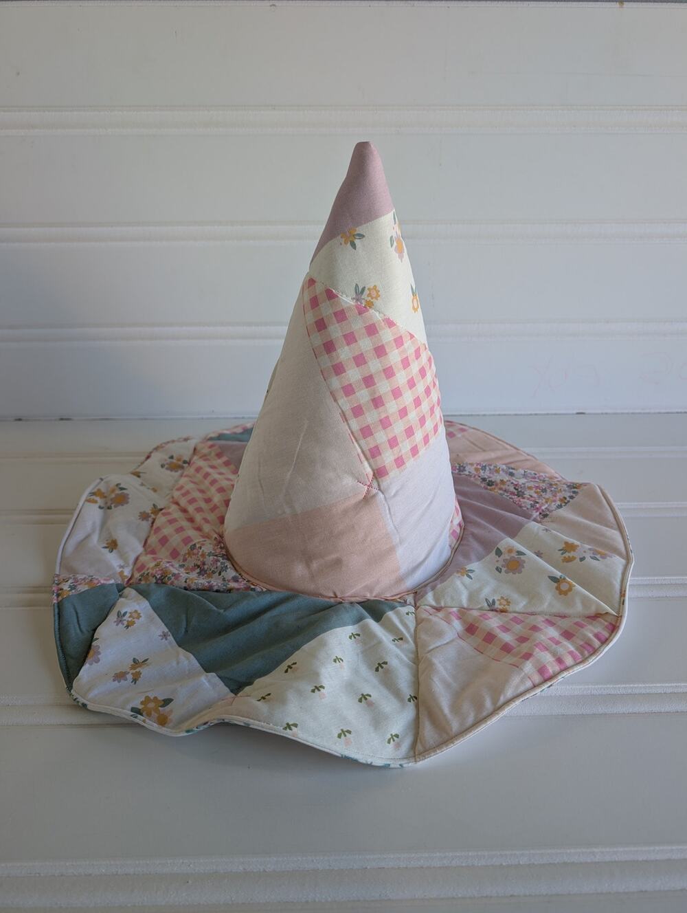 Handmade Quilted Whimsy Witch Hat - Pastel 4